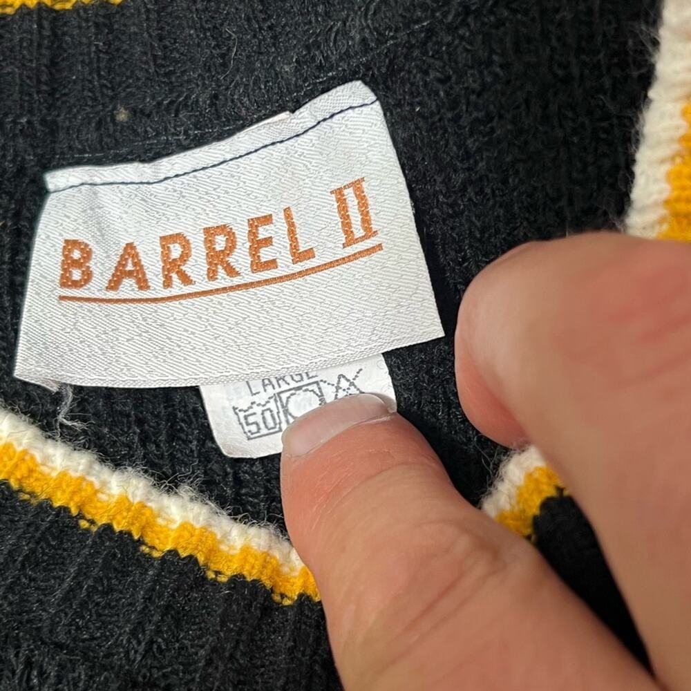Vintage Pittsburgh Steelers Sweater Men's Large Black Knit Barrel II Acrylic USA - Picture 9 of 10